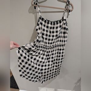 torrid Black and White Gingham Tie-Strap Romper